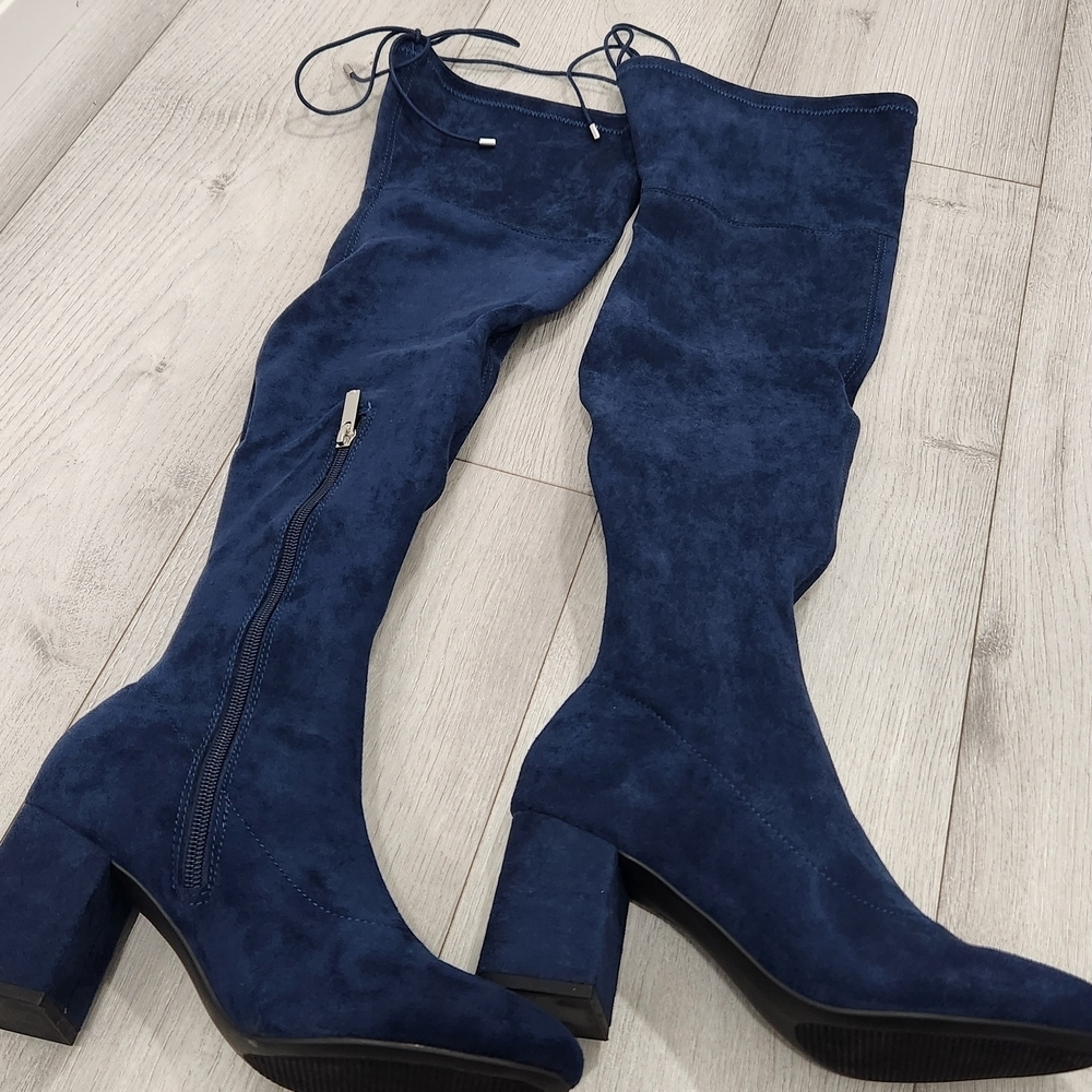 JustFab Deep Blue Over the Knee Boots